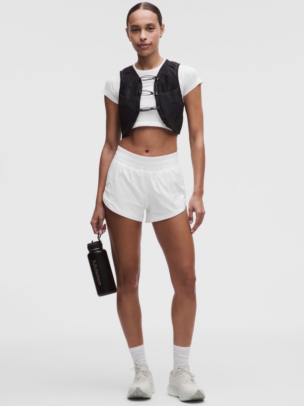 Lululemon Track That High-rise lined shorts, white, 3”